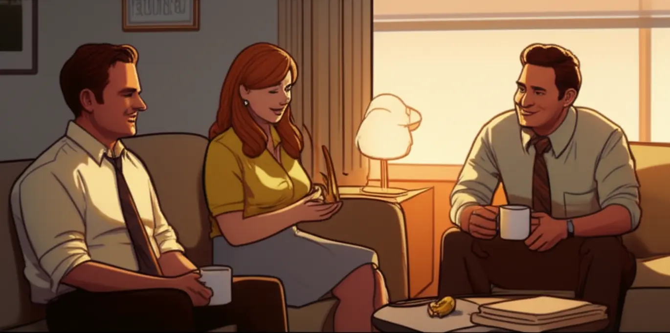 Colegas de The Office relaxando e socializando no escritório