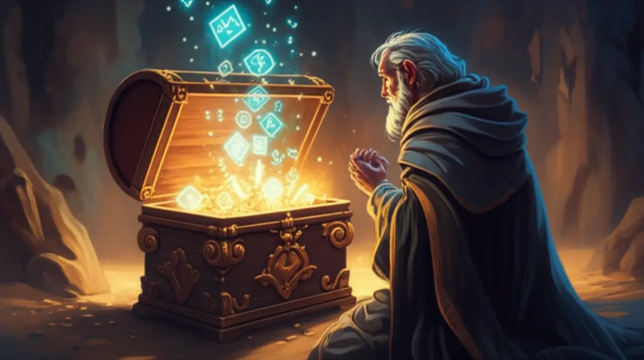 Livro de Dungeons & Dragons e moedas de ouro, representando o vocabulário valioso do jogo.