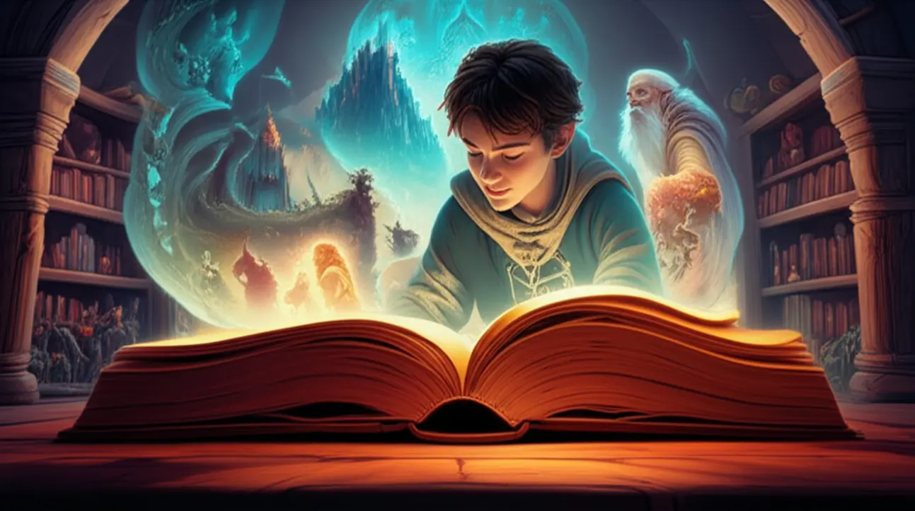 Imagem que representa a imersão profunda na leitura de literatura para o aprendizado de um novo idioma.
