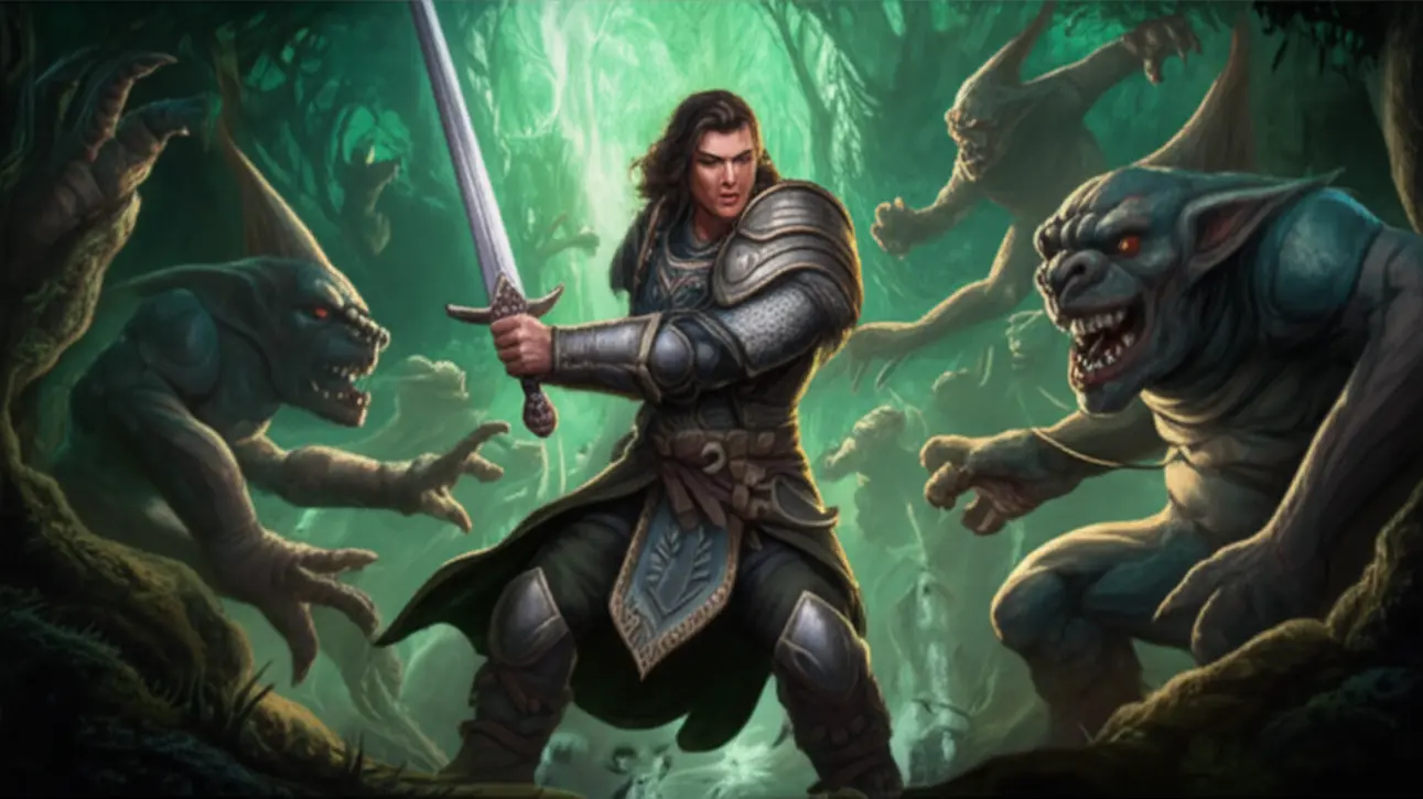 Personagem do jogo Baldur's Gate 3 em diálogo, representando escolhas e reações em Faerûn.