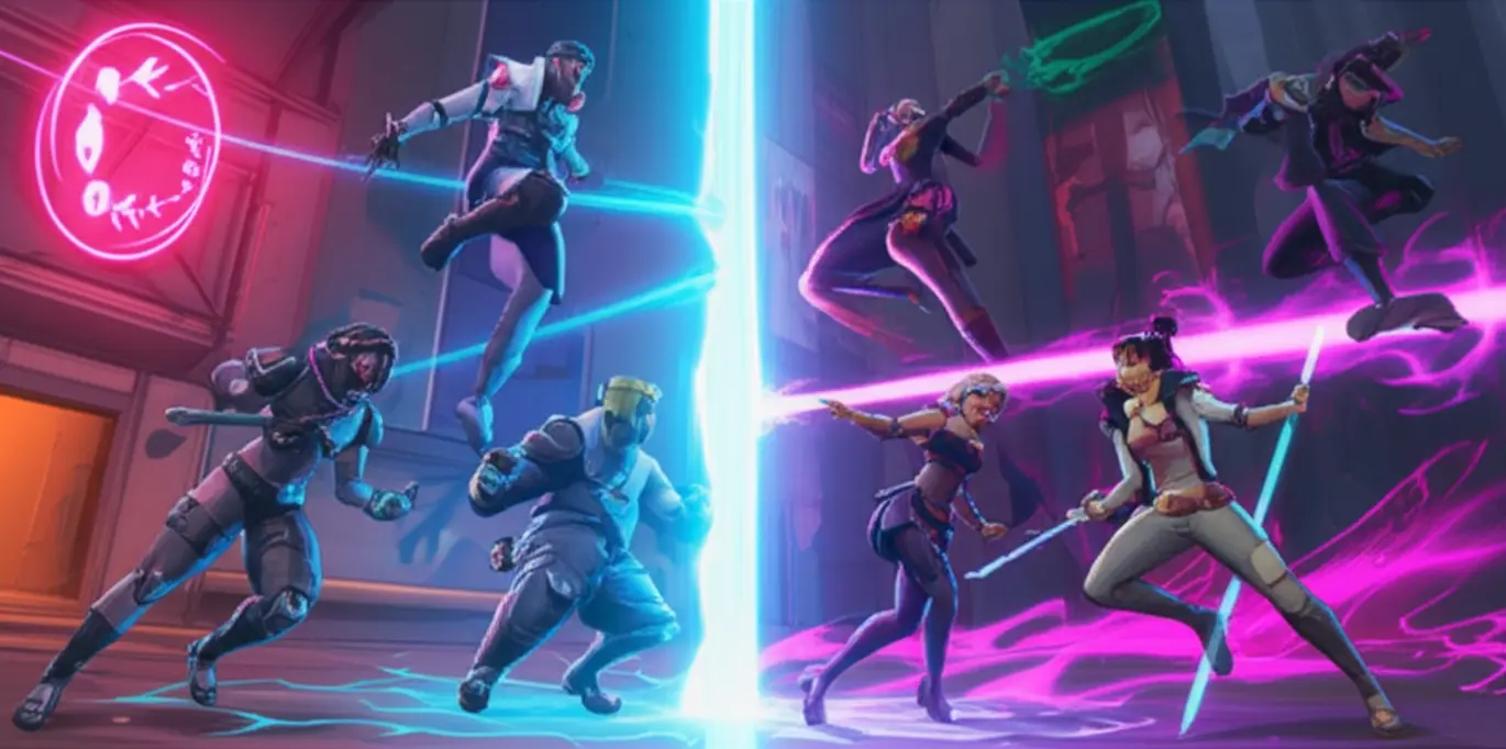 Uma imagem com elementos de Valorant, como o logo e agentes, e o texto 'Phrasal Verbs para Estratégias Imbatíveis', ilustrando a complexidade e a importância dos phrasal verbs na comunicação tática.